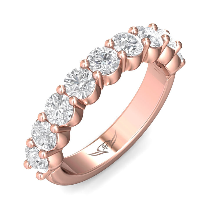 18K Gold Pink Channel/Shared Prong Wedding Band from the Channel/Shared Prong collection - DWBSP03XLWB_18KP