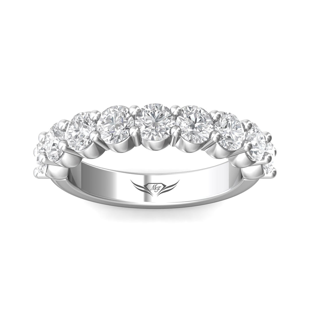 18K Gold White Channel/Shared Prong Wedding Band from the Channel/Shared Prong collection - DWBSP03XLWB_18KW
