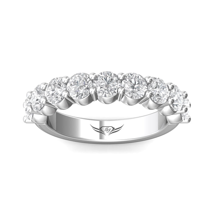 18K Gold White Channel/Shared Prong Wedding Band from the Channel/Shared Prong collection - DWBSP03XLWB_18KW