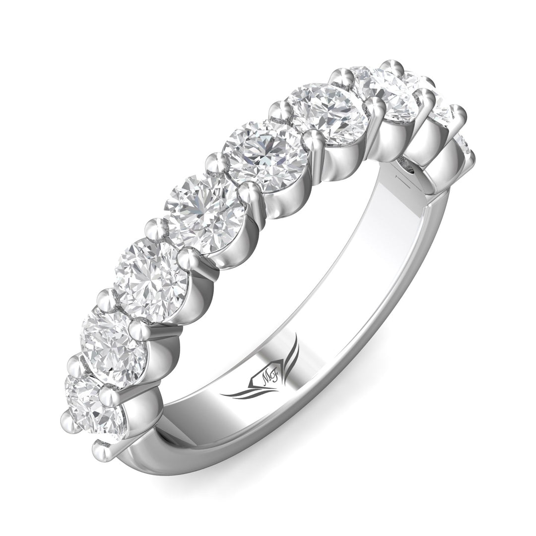 14K Gold White Channel/Shared Prong Wedding Band from the Channel/Shared Prong collection - DWBSP03XLWB_14KW