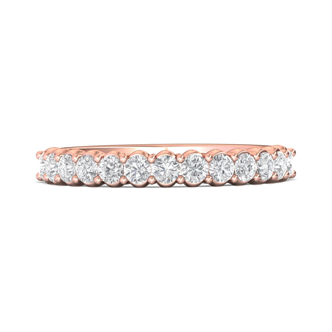14K Gold Pink Channel/Shared Prong Wedding Band from the Channel/Shared Prong collection - DWBSP03XSWB_14KP
