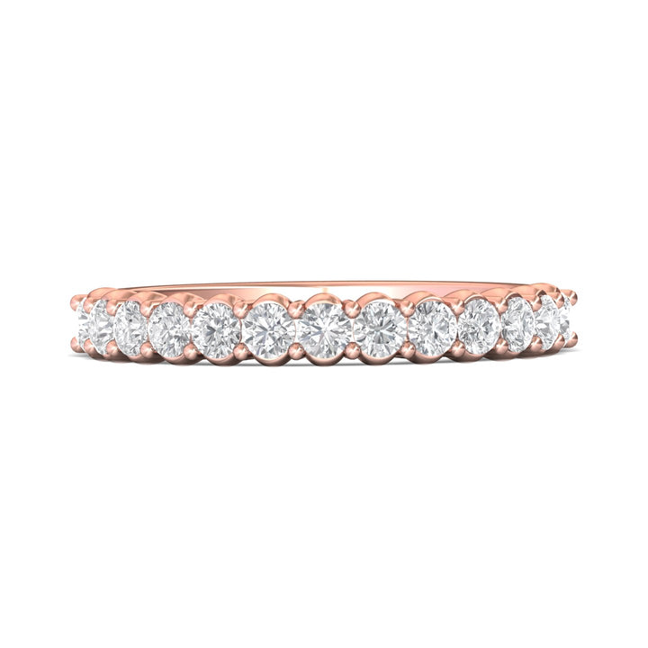 14K Gold Pink Channel/Shared Prong Wedding Band from the Channel/Shared Prong collection - DWBSP03XSWB_14KP