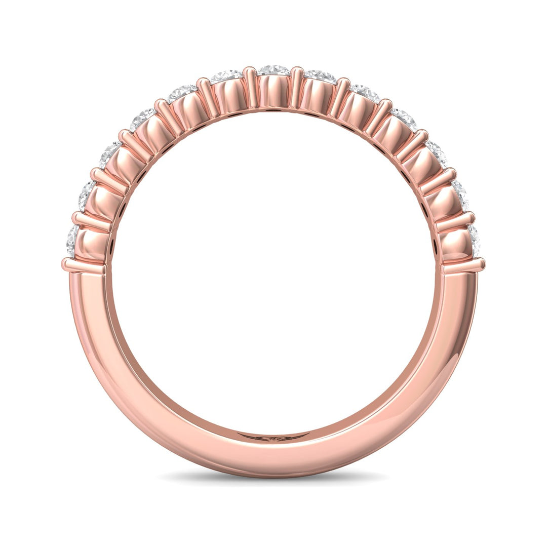 14K Gold Pink Channel/Shared Prong Wedding Band from the Channel/Shared Prong collection - DWBSP03XSWB_14KP