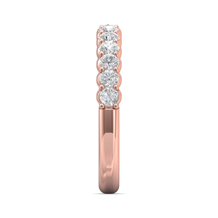 18K Gold Pink Channel/Shared Prong Wedding Band from the Channel/Shared Prong collection - DWBSP03XSWB_18KP