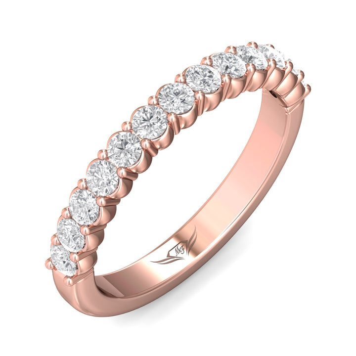 18K Gold Pink Channel/Shared Prong Wedding Band from the Channel/Shared Prong collection - DWBSP03XSWB_18KP