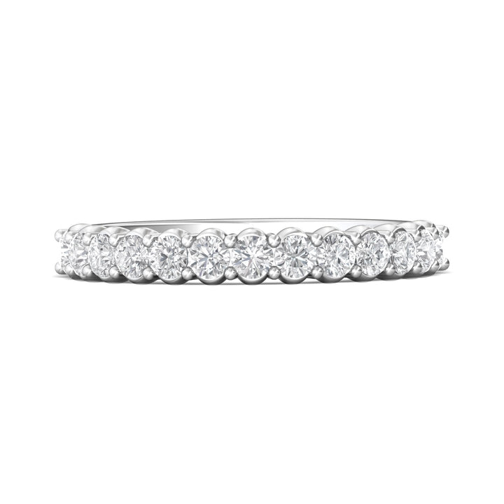 18K Gold White Channel/Shared Prong Wedding Band from the Channel/Shared Prong collection - DWBSP03XSWB_18KW