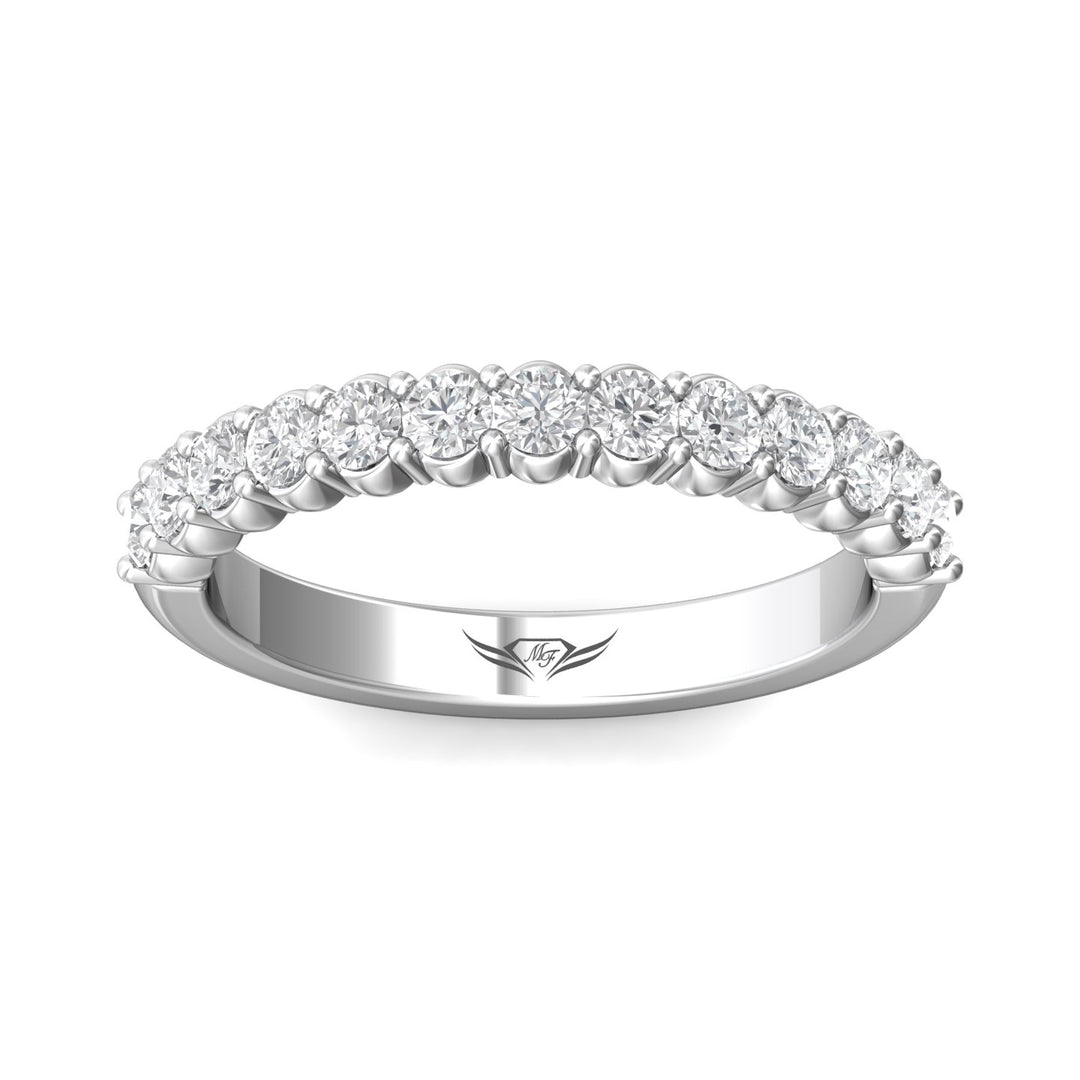 14K Gold White Channel/Shared Prong Wedding Band from the Channel/Shared Prong collection - DWBSP03XSWB_14KW