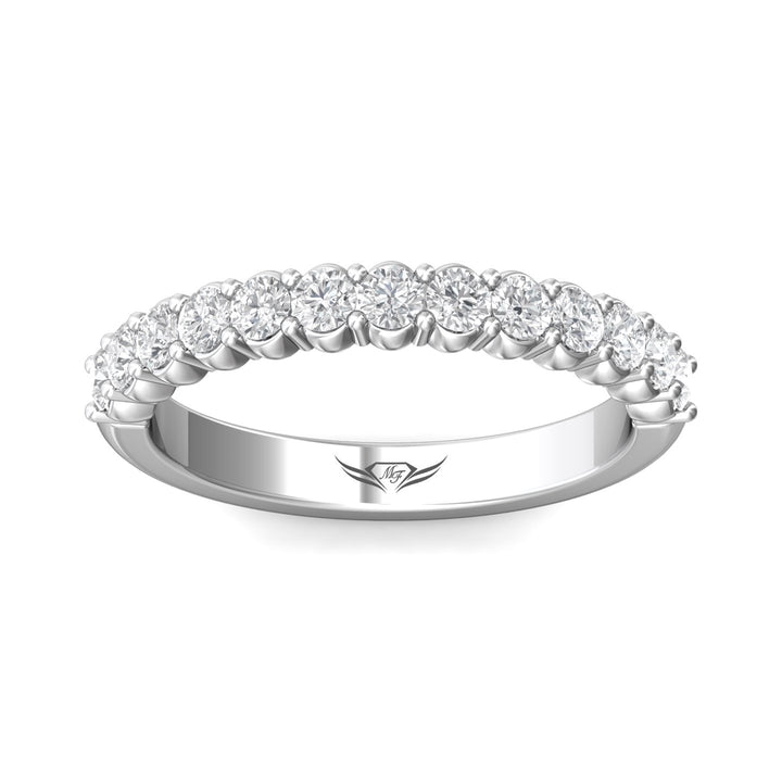 14K Gold White Channel/Shared Prong Wedding Band from the Channel/Shared Prong collection - DWBSP03XSWB_14KW