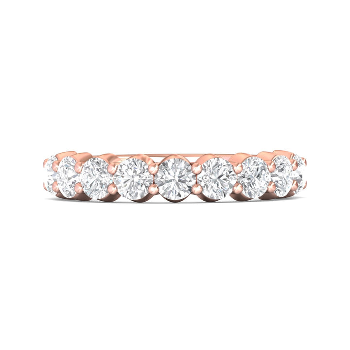 18K Gold Pink Channel/Shared Prong Wedding Band from the Channel/Shared Prong collection - DWBSP05L_18KP