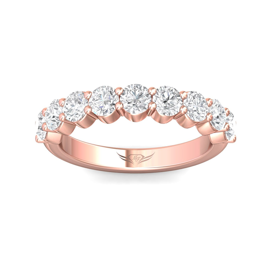 14K Gold Pink Channel/Shared Prong Wedding Band from the Channel/Shared Prong collection - DWBSP05L_14KP
