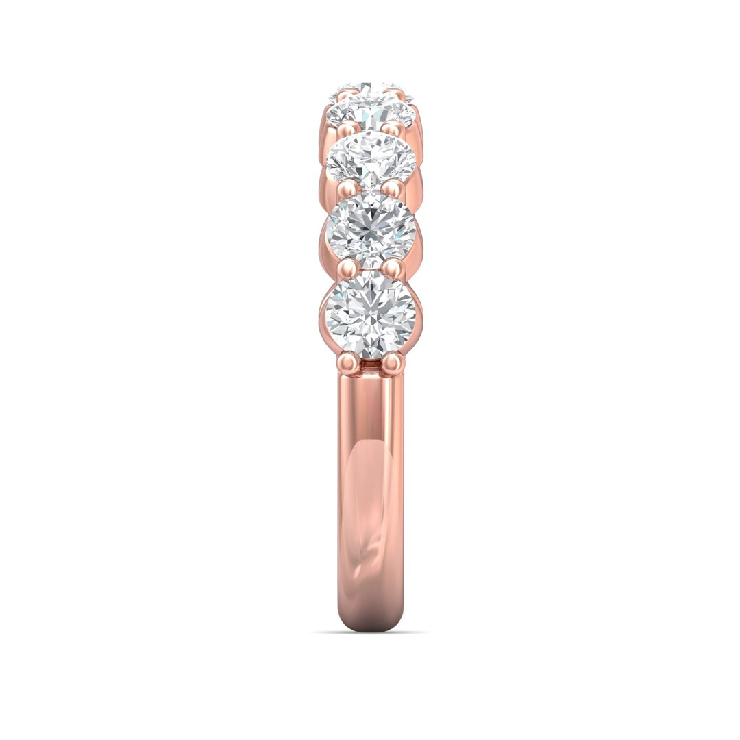 14K Gold Pink Channel/Shared Prong Wedding Band from the Channel/Shared Prong collection - DWBSP05L_14KP