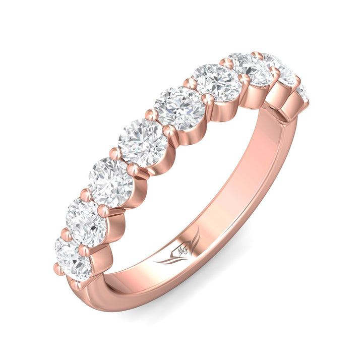 14K Gold Pink Channel/Shared Prong Wedding Band from the Channel/Shared Prong collection - DWBSP05L_14KP