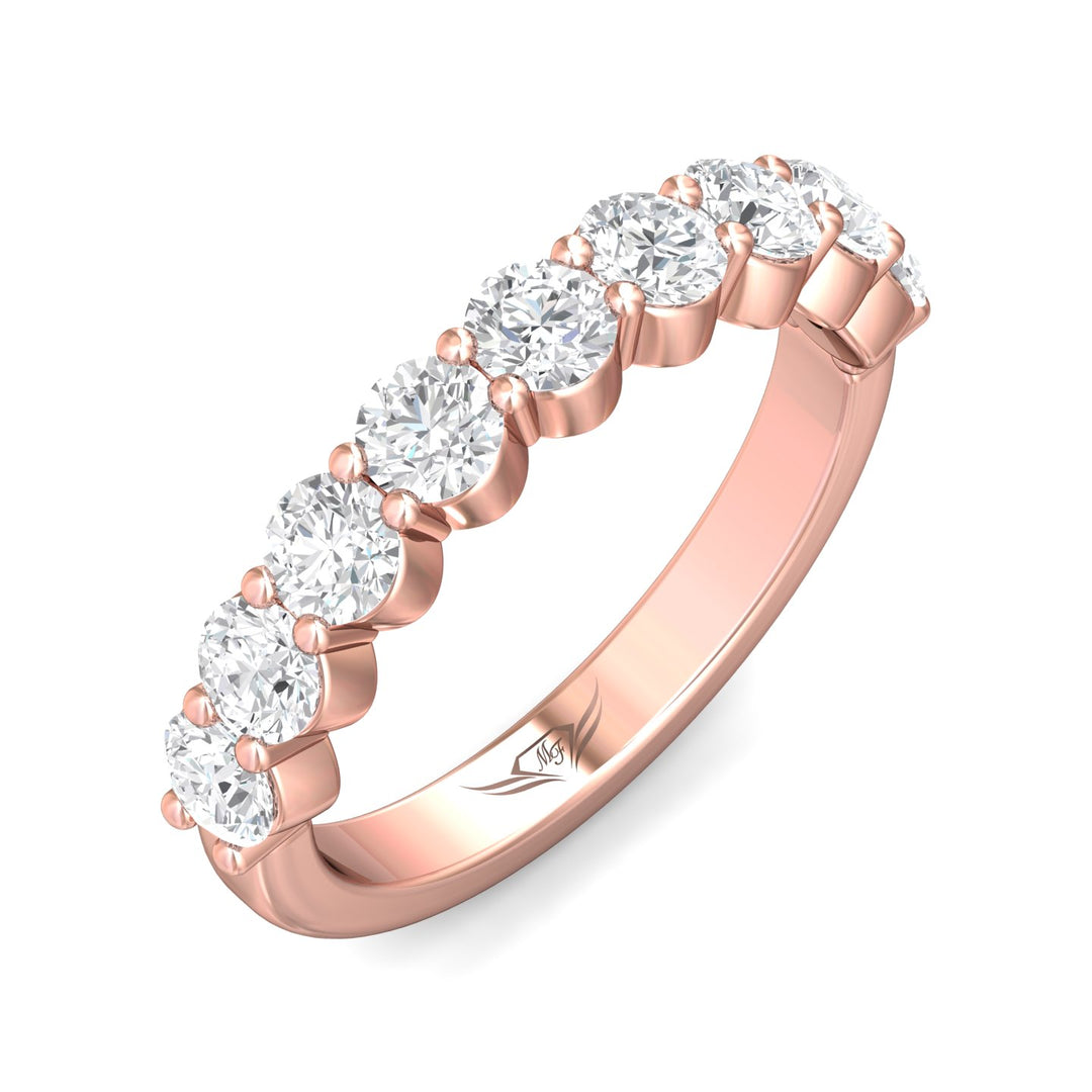 18K Gold Pink Channel/Shared Prong Wedding Band from the Channel/Shared Prong collection - DWBSP05L_18KP