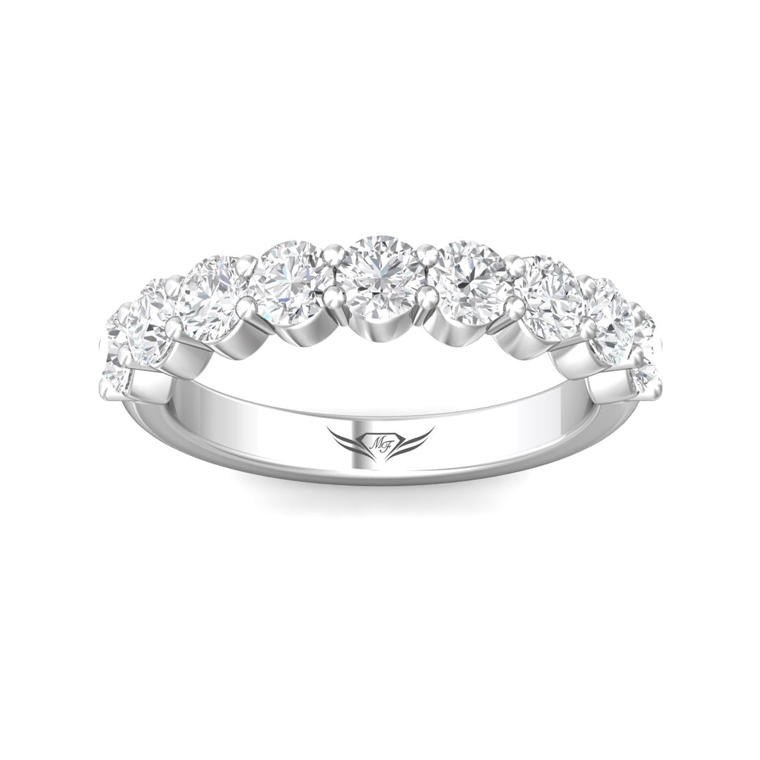 18K Gold White Channel/Shared Prong Wedding Band from the Channel/Shared Prong collection - DWBSP05L_18KW