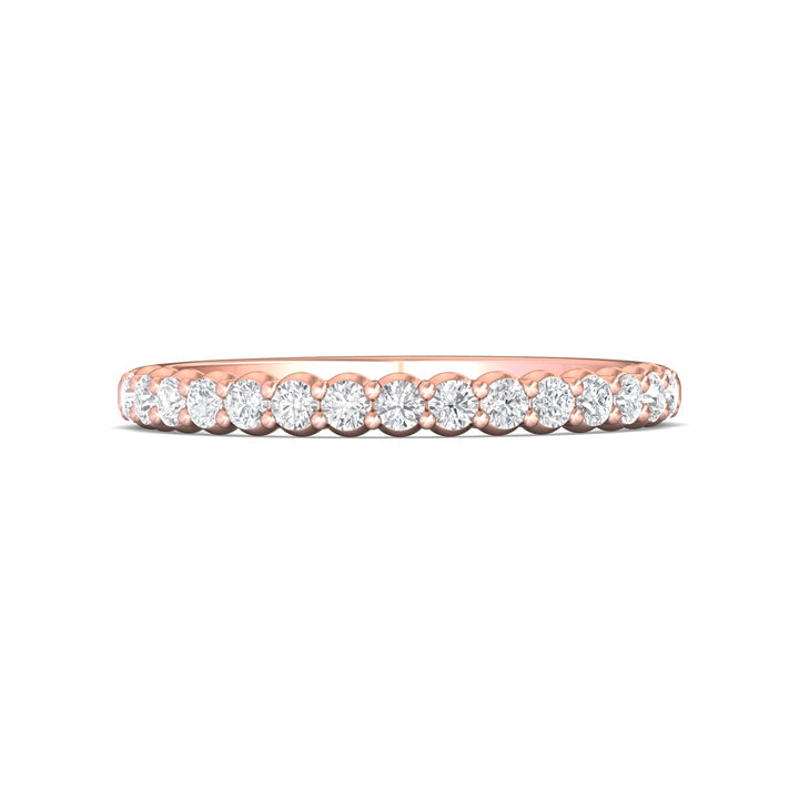 18K Gold Pink Channel/Shared Prong Wedding Band from the Channel/Shared Prong collection - DWBSP09_18KP