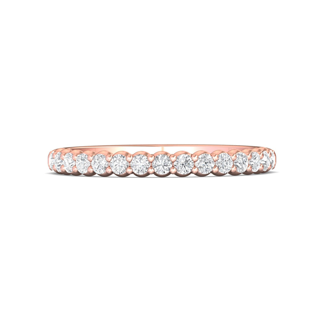 14K Gold Pink Channel/Shared Prong Wedding Band from the Channel/Shared Prong collection - DWBSP09_14KP