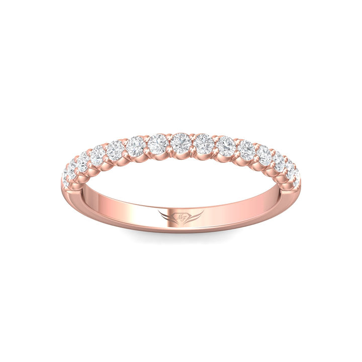 14K Gold Pink Channel/Shared Prong Wedding Band from the Channel/Shared Prong collection - DWBSP09_14KP