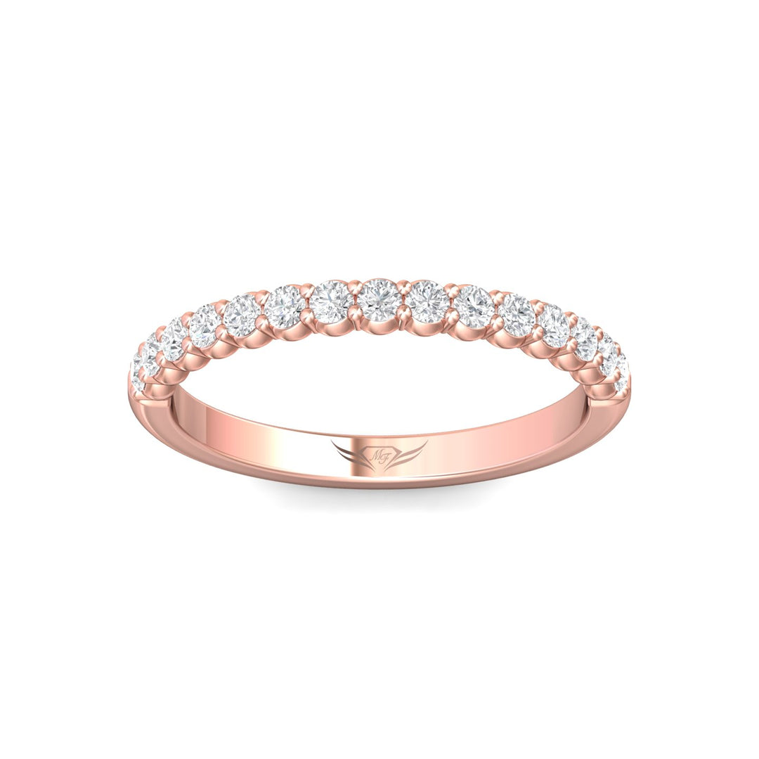18K Gold Pink Channel/Shared Prong Wedding Band from the Channel/Shared Prong collection - DWBSP09_18KP