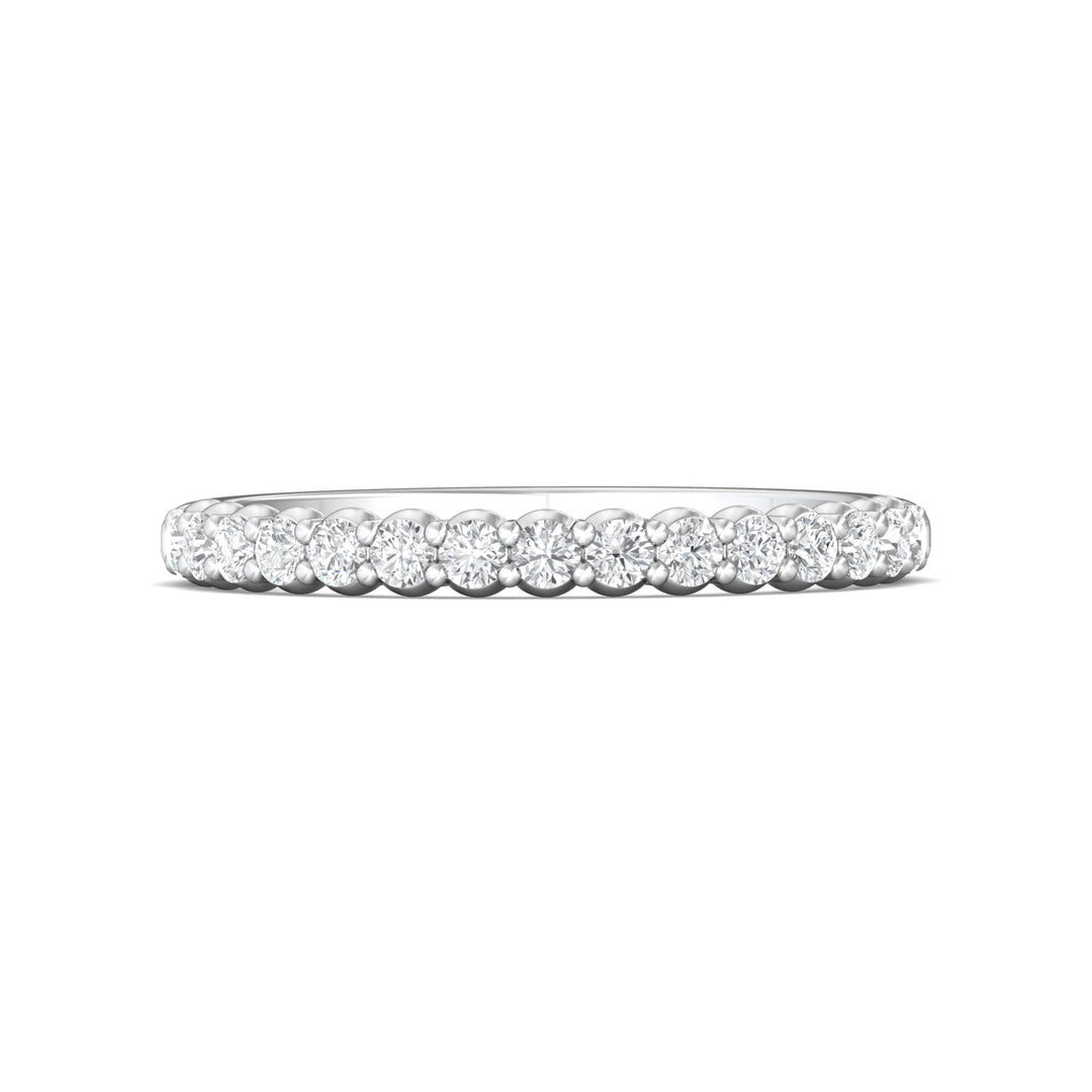 14K Gold White Channel/Shared Prong Wedding Band from the Channel/Shared Prong collection - DWBSP09_14KW