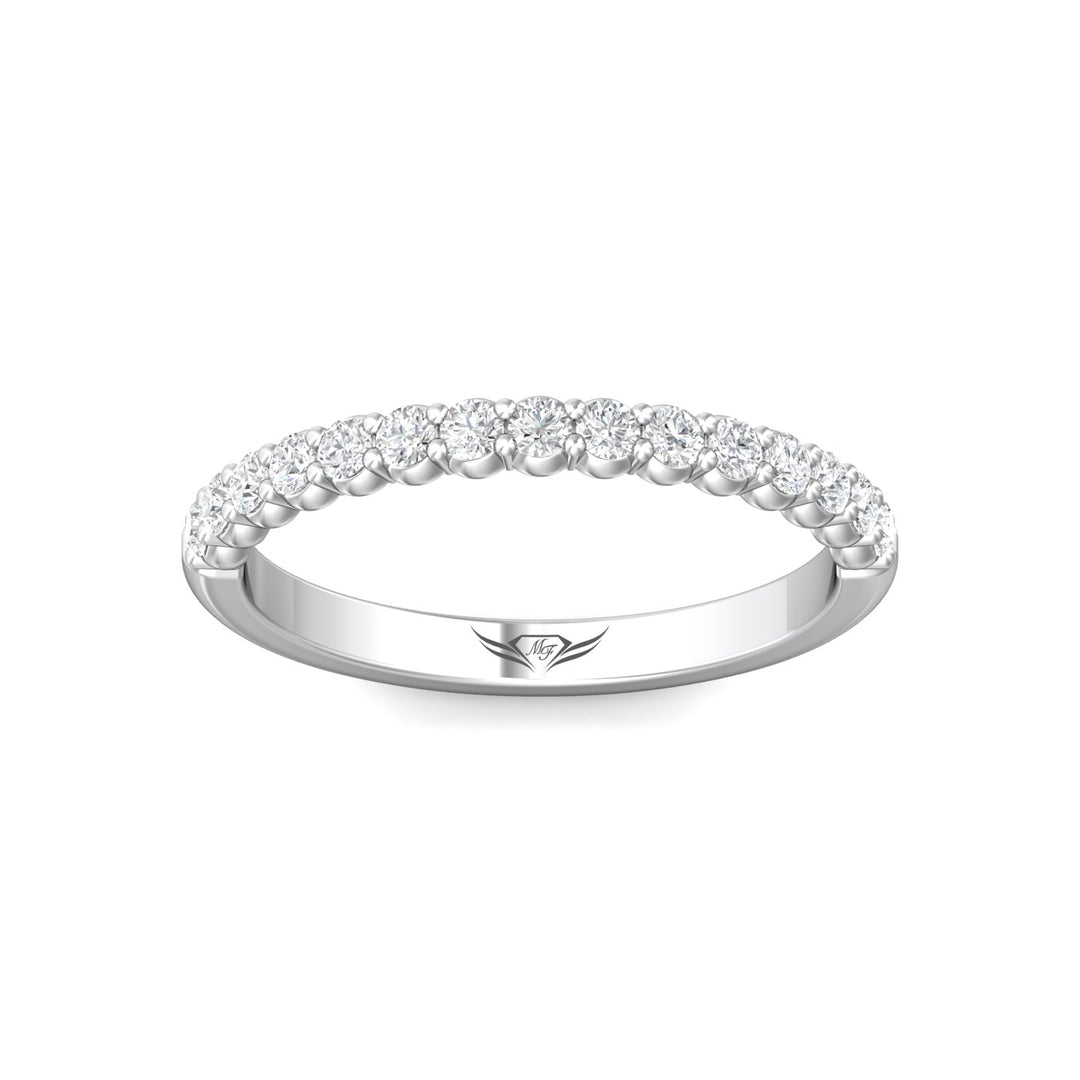 14K Gold White Channel/Shared Prong Wedding Band from the Channel/Shared Prong collection - DWBSP09_14KW