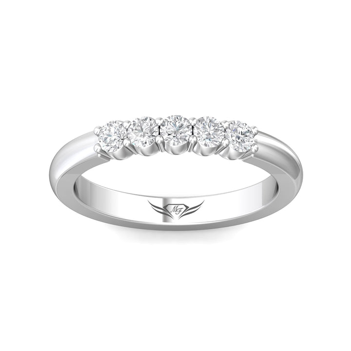 14K Gold White Channel/Shared Prong Wedding Band from the Channel/Shared Prong collection - DWBSP1-.35_14KW