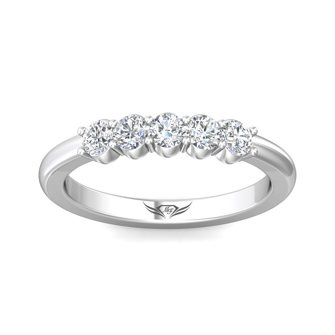 14K Gold White Channel/Shared Prong Wedding Band from the Channel/Shared Prong collection - DWBSP1-.50_14KW