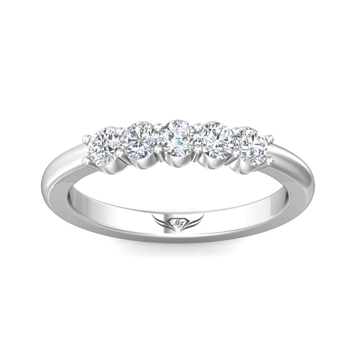 14K Gold White Channel/Shared Prong Wedding Band from the Channel/Shared Prong collection - DWBSP1-.50_14KW