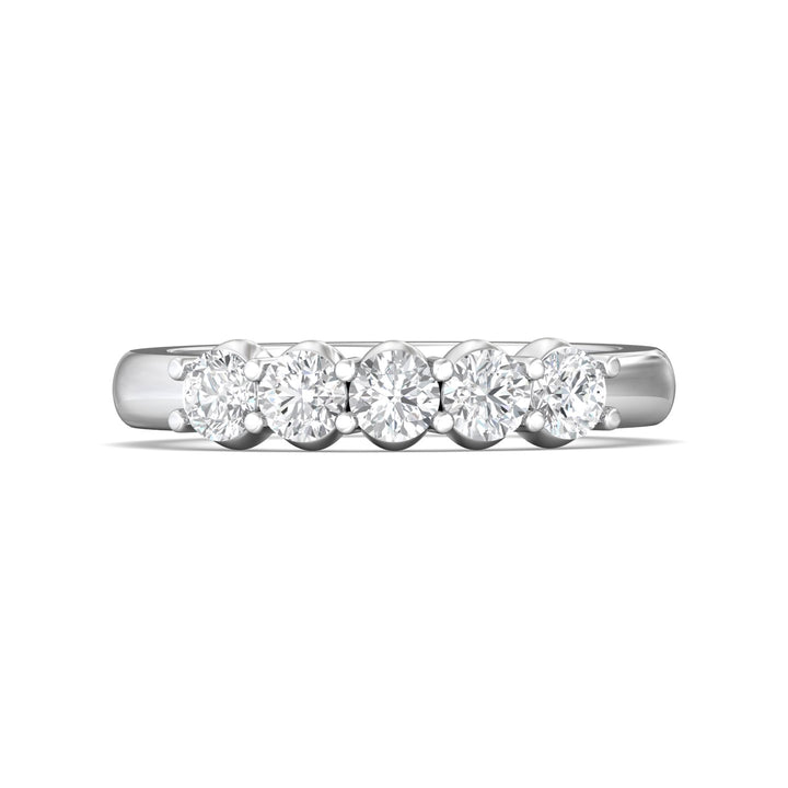 14K Gold White Channel/Shared Prong Wedding Band from the Channel/Shared Prong collection - DWBSP1-.75_14KW