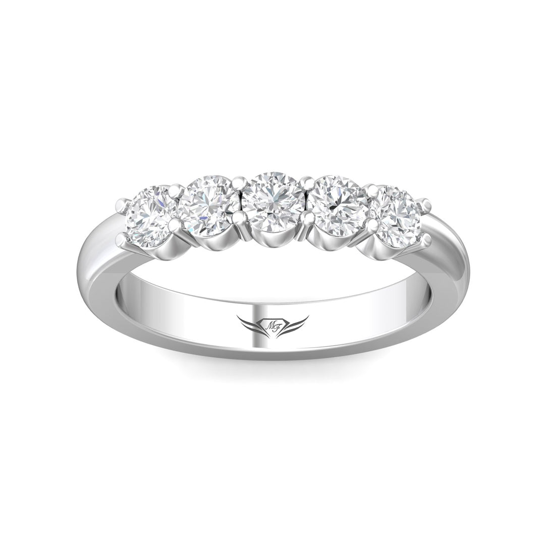 18K Gold White Channel/Shared Prong Wedding Band from the Channel/Shared Prong collection - DWBSP1-.75_18KW