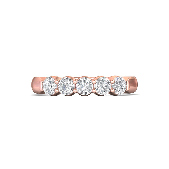 14K Gold Pink Channel/Shared Prong Wedding Band from the Channel/Shared Prong collection - DWBSP10-.75_14KP