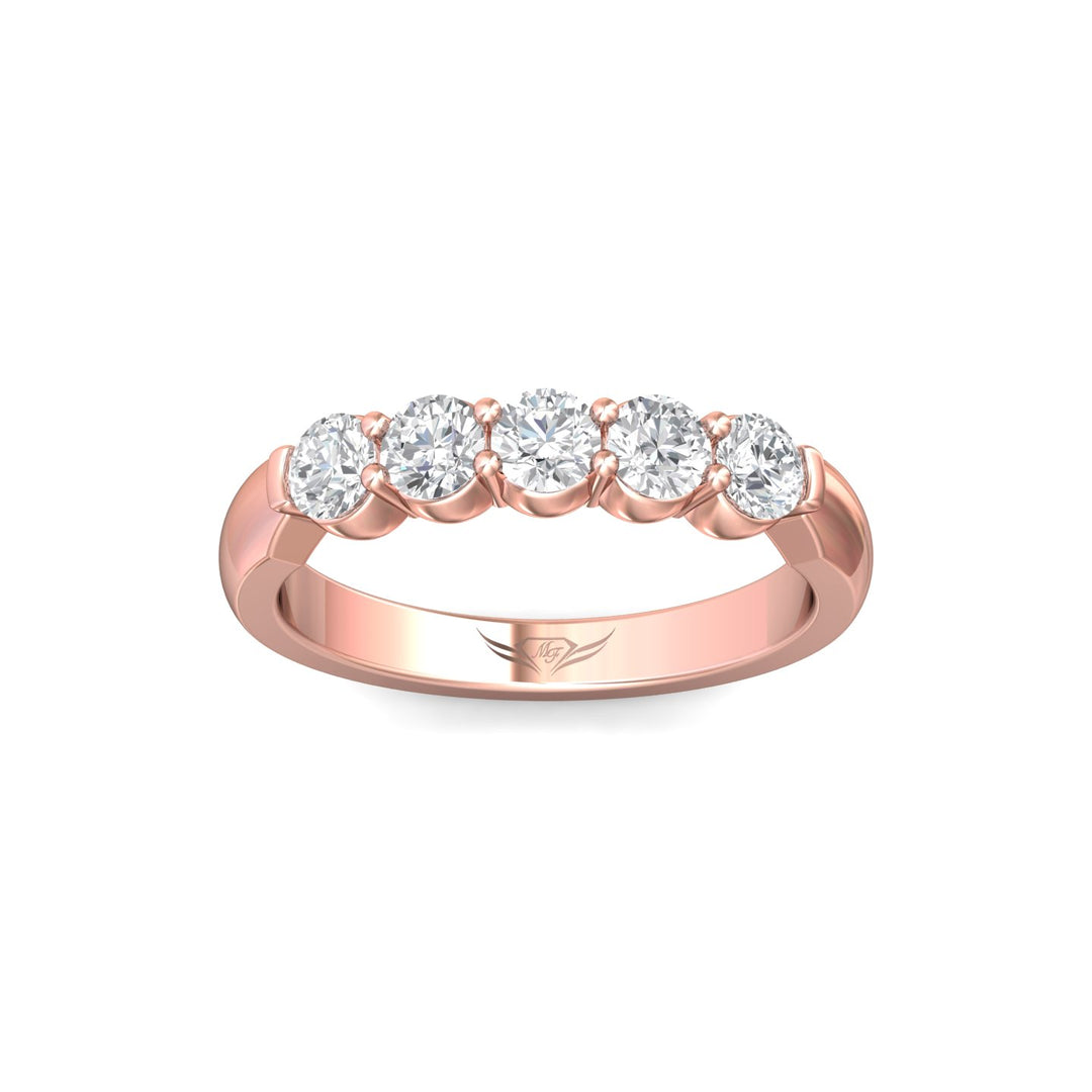 14K Gold Pink Channel/Shared Prong Wedding Band from the Channel/Shared Prong collection - DWBSP10-.75_14KP