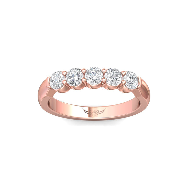 18K Gold Pink Channel/Shared Prong Wedding Band from the Channel/Shared Prong collection - DWBSP10-.75_18KP
