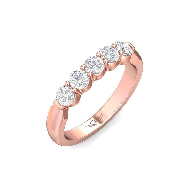 18K Gold Pink Channel/Shared Prong Wedding Band from the Channel/Shared Prong collection - DWBSP10-.75_18KP