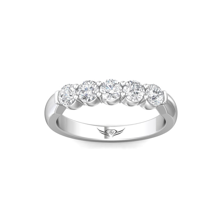 Platinum White Channel/Shared Prong Wedding Band from the Channel/Shared Prong collection - DWBSP10-.75_PlatW