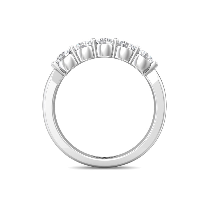 18K Gold White Channel/Shared Prong Wedding Band from the Channel/Shared Prong collection - DWBSP10-.75_18KW