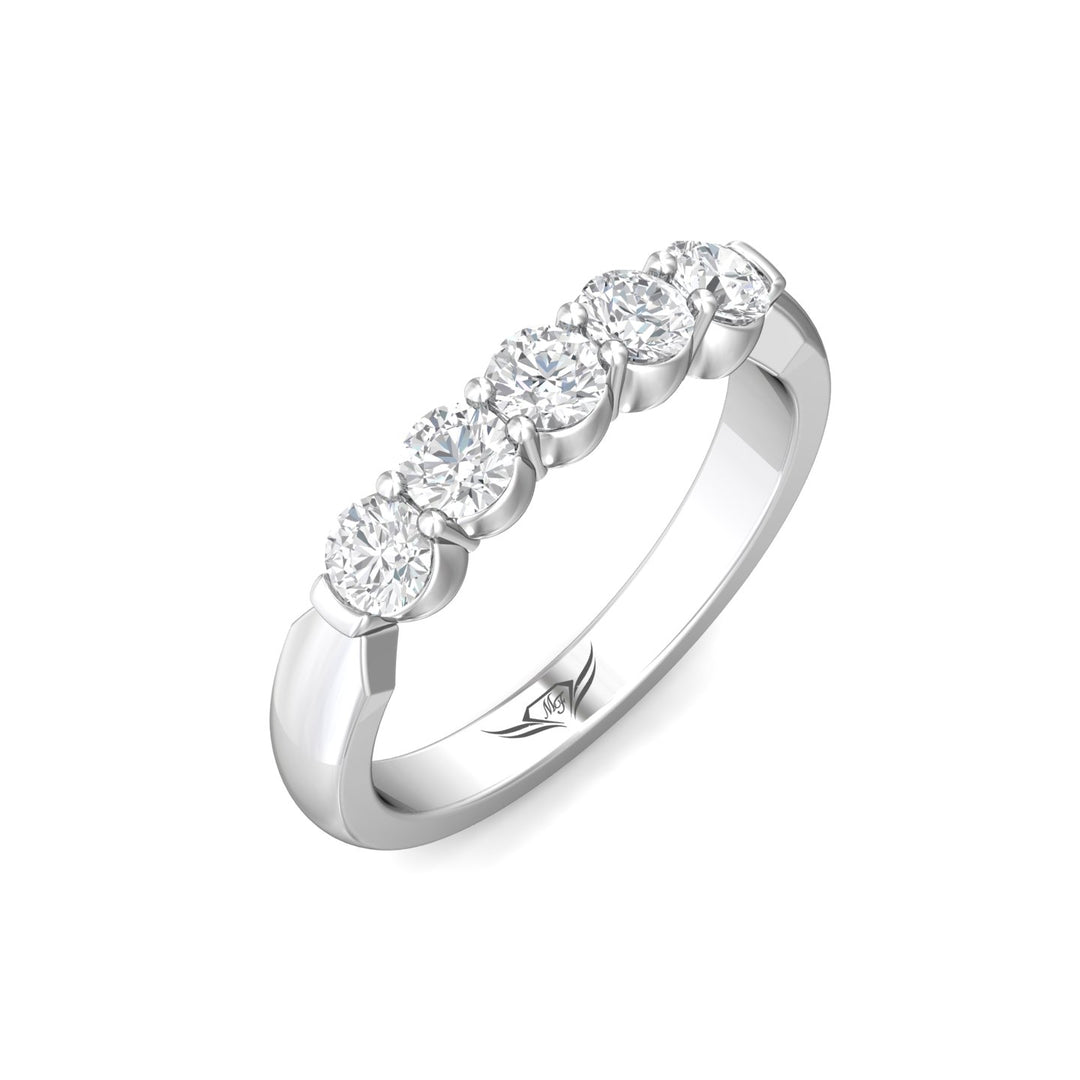 14K Gold White Channel/Shared Prong Wedding Band from the Channel/Shared Prong collection - DWBSP10-.75_14KW