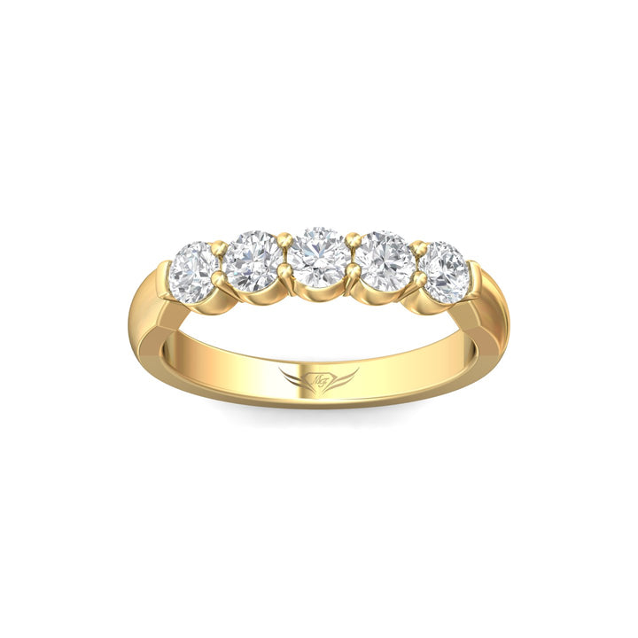 18K Gold Yellow Channel/Shared Prong Wedding Band from the Channel/Shared Prong collection - DWBSP10-.75_18KY