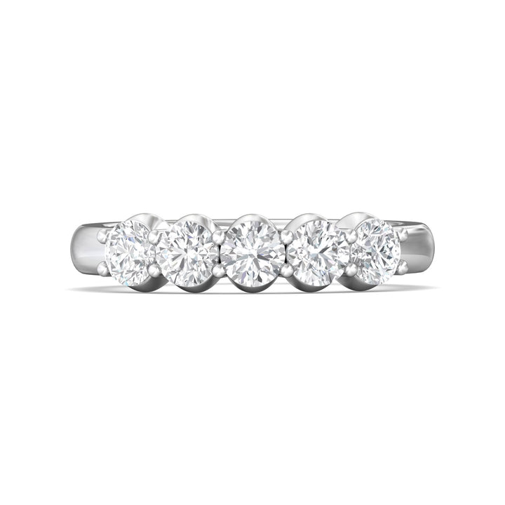 14K Gold White Channel/Shared Prong Wedding Band from the Channel/Shared Prong collection - DWBSP1-1.00_14KW