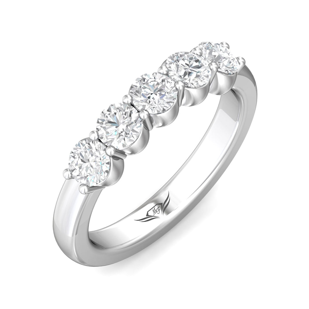 14K Gold White Channel/Shared Prong Wedding Band from the Channel/Shared Prong collection - DWBSP1-1.00_14KW
