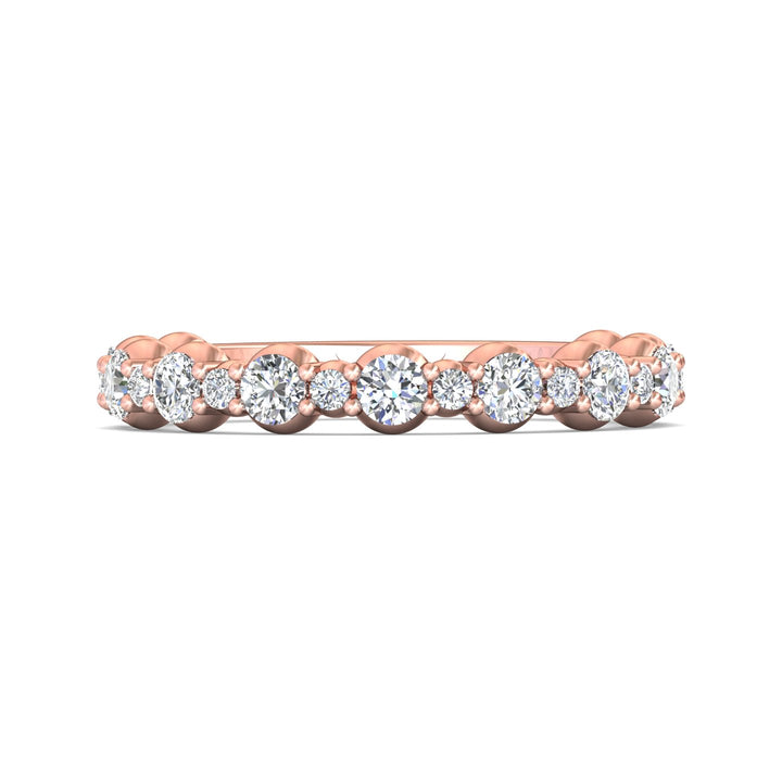 14K Gold Pink Channel/Shared Prong Wedding Band from the Channel/Shared Prong collection - DWBSP12-1_14KP