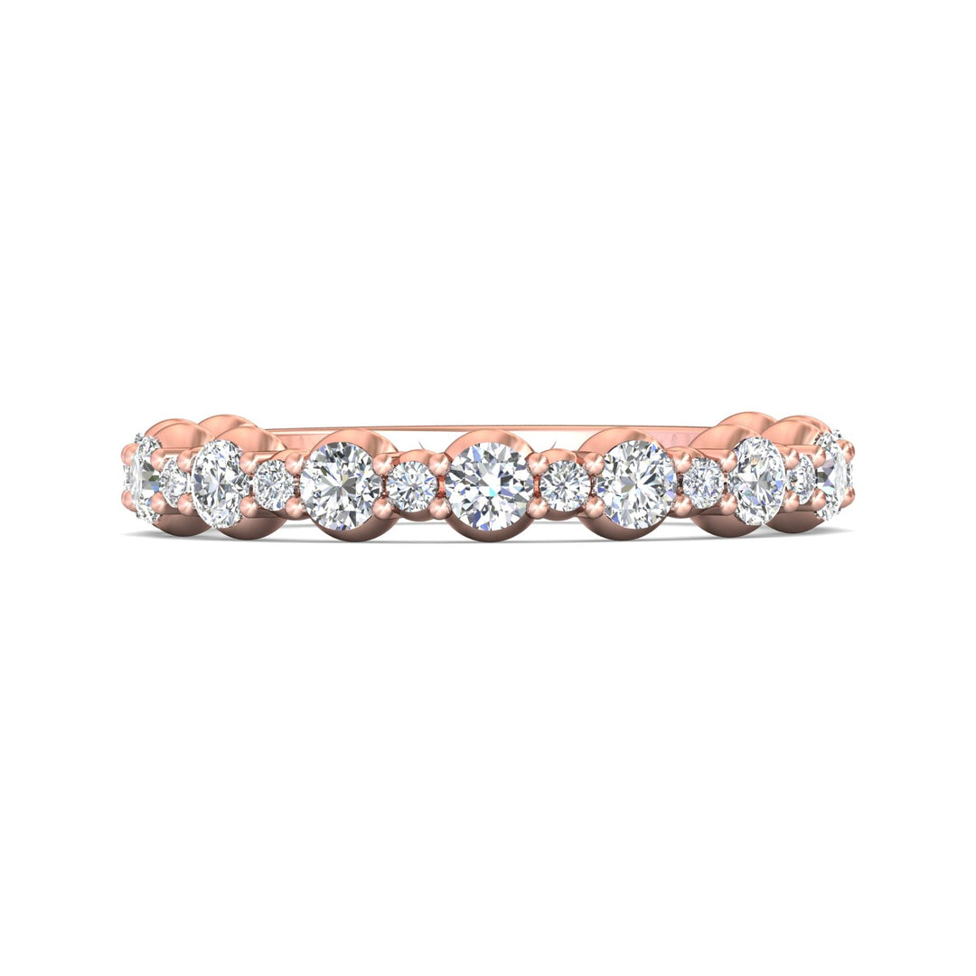 18K Gold Pink Channel/Shared Prong Wedding Band from the Channel/Shared Prong collection - DWBSP12-1_18KP