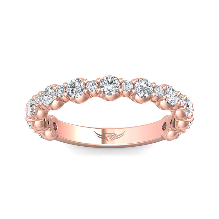 14K Gold Pink Channel/Shared Prong Wedding Band from the Channel/Shared Prong collection - DWBSP12-1_14KP