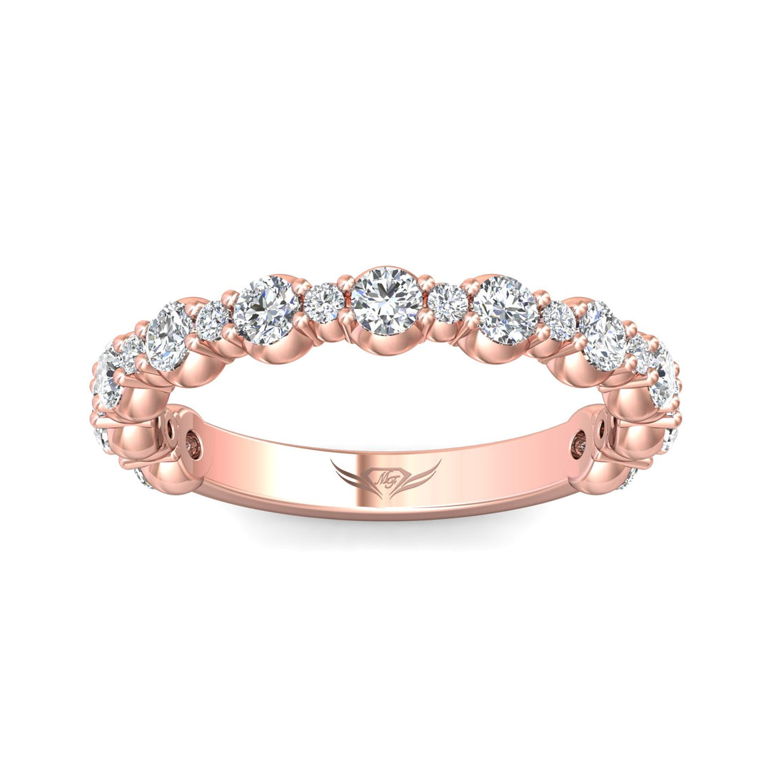 18K Gold Pink Channel/Shared Prong Wedding Band from the Channel/Shared Prong collection - DWBSP12-1_18KP