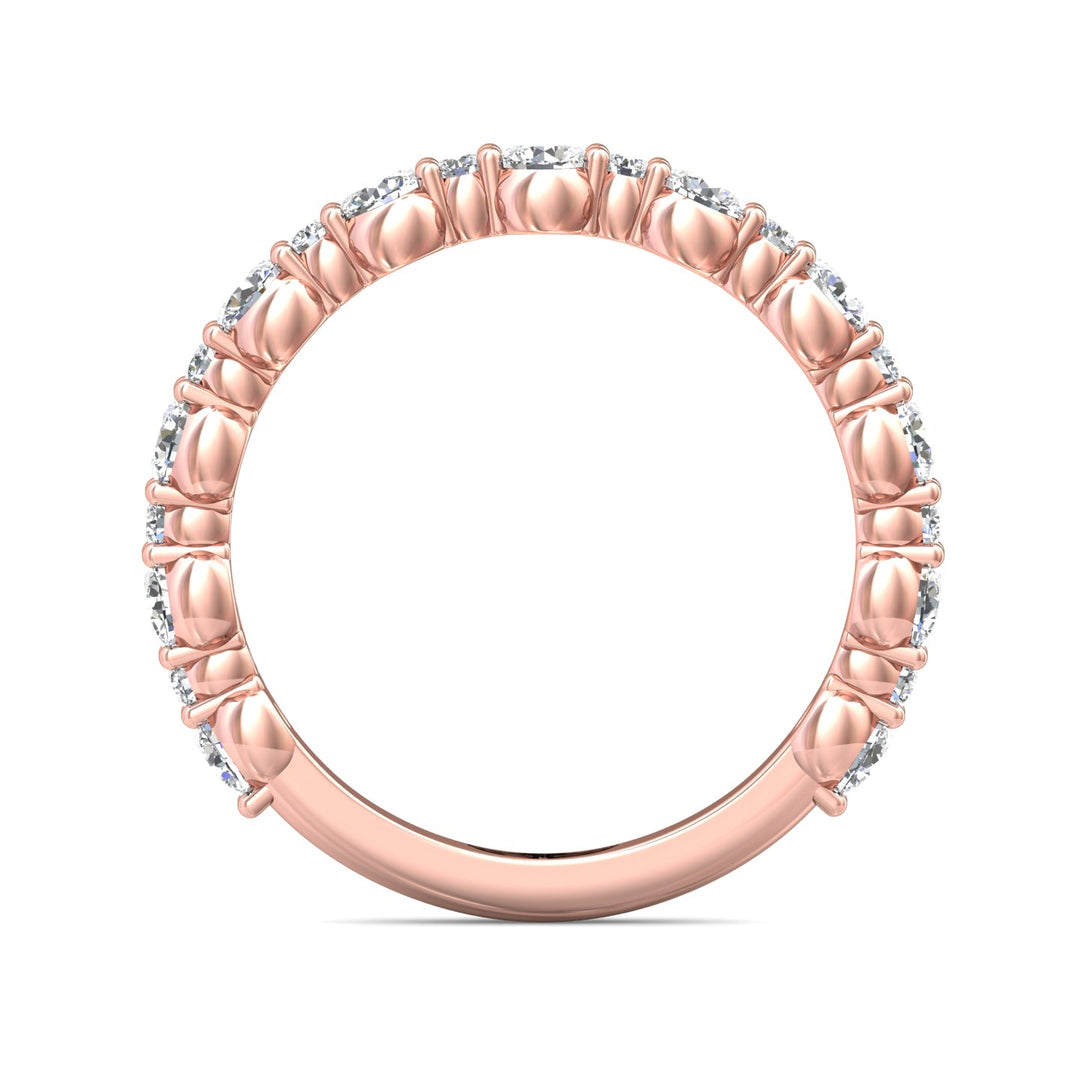 18K Gold Pink Channel/Shared Prong Wedding Band from the Channel/Shared Prong collection - DWBSP12-1_18KP