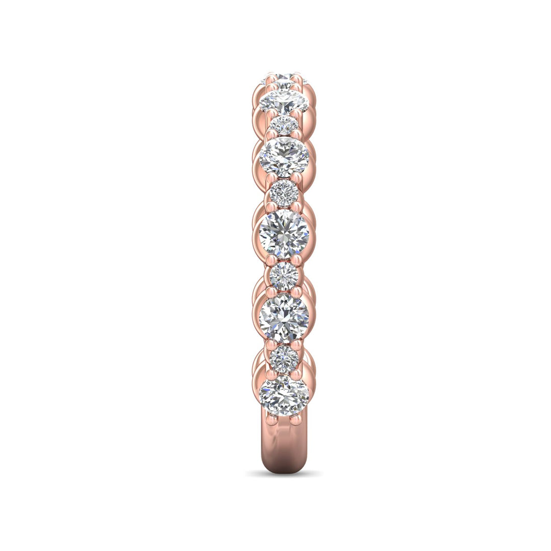 18K Gold Pink Channel/Shared Prong Wedding Band from the Channel/Shared Prong collection - DWBSP12-1_18KP