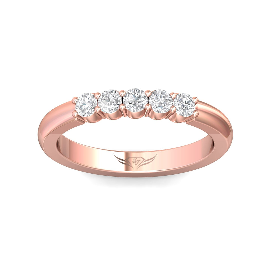 14K Gold Pink Channel/Shared Prong Wedding Band from the Channel/Shared Prong collection - DWBSP1-.35_14KP