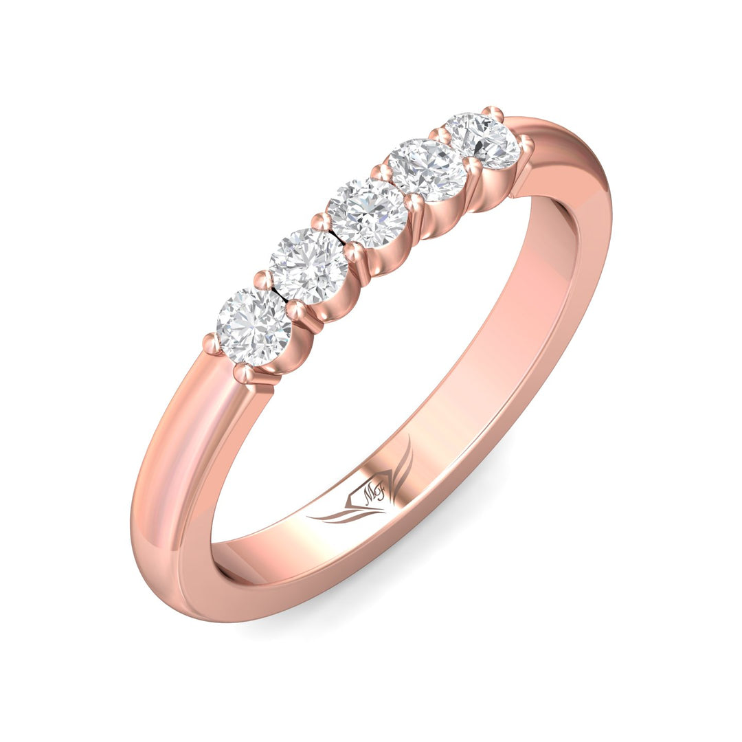 14K Gold Pink Channel/Shared Prong Wedding Band from the Channel/Shared Prong collection - DWBSP1-.35_14KP