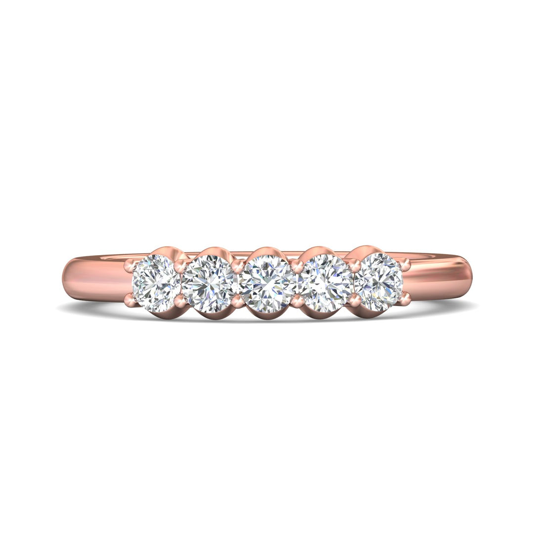 14K Gold Pink Channel/Shared Prong Wedding Band from the Channel/Shared Prong collection - DWBSP1-.50_14KP