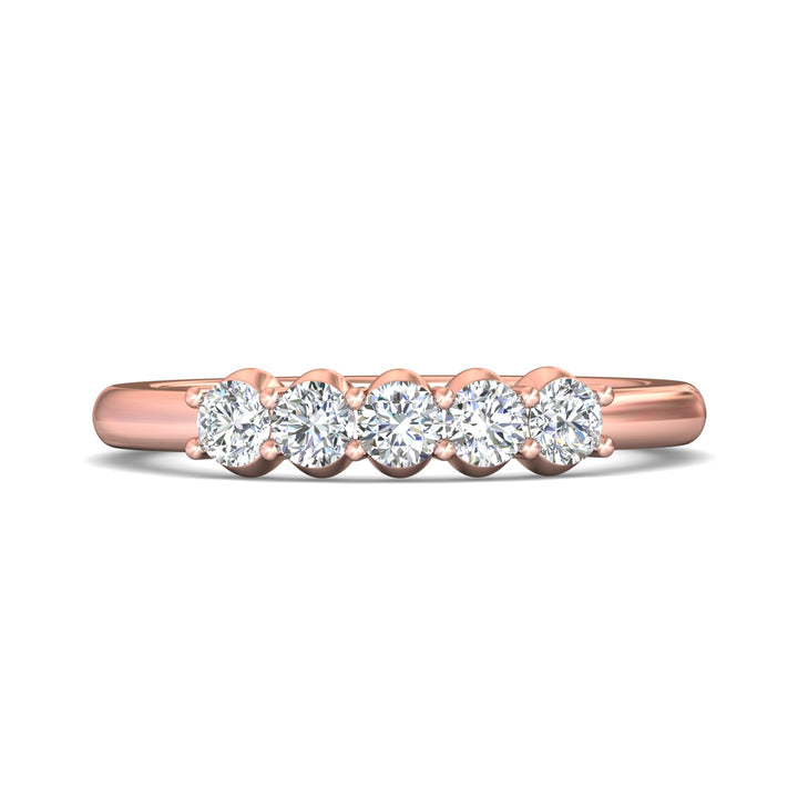 14K Gold Pink Channel/Shared Prong Wedding Band from the Channel/Shared Prong collection - DWBSP1-.50_14KP