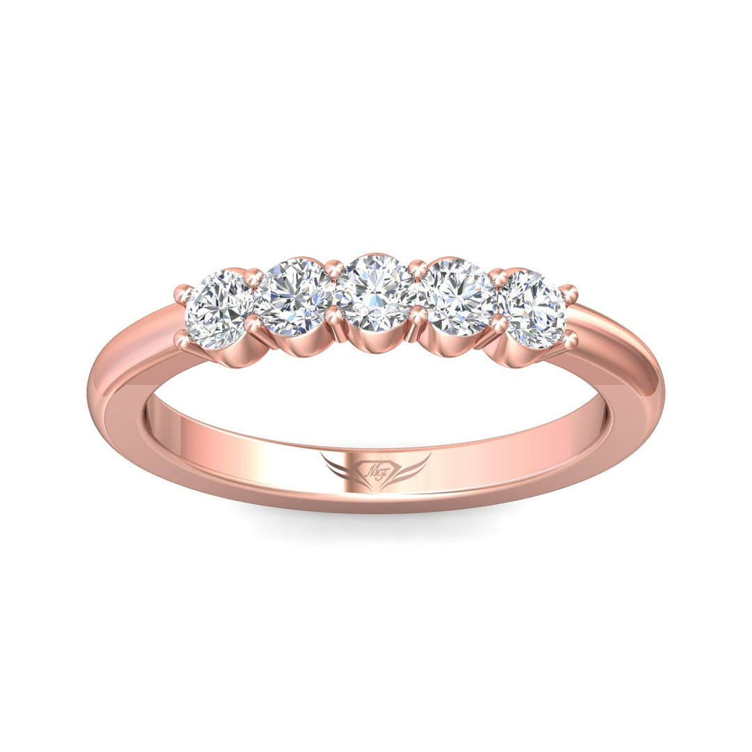 18K Gold Pink Channel/Shared Prong Wedding Band from the Channel/Shared Prong collection - DWBSP1-.50_18KP